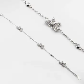 

925 Sterling Silver Zircon Stone Butterfly Womens Bracelet