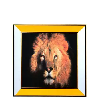 

Canvas Painting Acrylic Metallic Framed Lion with Glass 51 * 51 cm