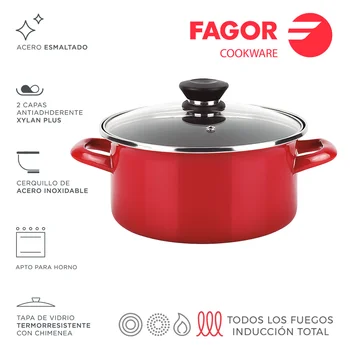 

OPTIMAX pot + cap Ø 26CM red AISI 430 FAGOR