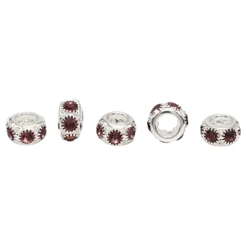 

Rondel with rhinestones 10mm, 5 pcs/pack, Astra (Silver/amethyst)