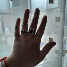 Tocona 14 unids/set Vintage Color de plata antiguo anillo para mujer rosa girasoles Cruz geométrico joyas bohemias 4 кольцо 6391