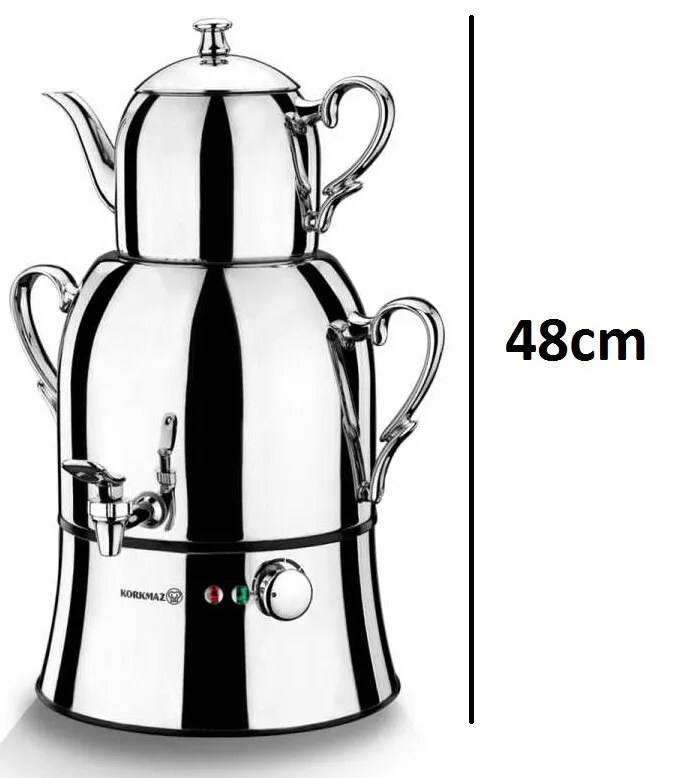 KORKMAZ Nosta Mega Inox / chrome electric turkish teapot tea maker samovar  kettle A334 stainless steel 220V EU plug FREE SHİPPİN - AliExpress