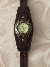 Reloj Retro de correa de cuero con hebilla para hombre, reloj Masculino, estilo Punk, Retro, Simple, ancho, marrón