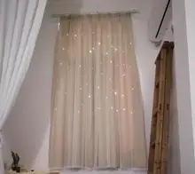 Princess Curtains Cloth Tulle Bedroom Stars Living-Room Korean Double-Pink for Hollow