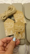Etiquetas de papel Kraft hechas a mano/gracias, varios estilos, manualidades, etiquetas colgantes con etiqueta de cuerda, Insumos para envolver regalos favores de boda, 50 Uds.