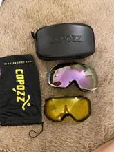 COPOZZ magnético gafas de esquí con cambio rápido de la lente y Set de fundas 100% UV400 protección Anti-niebla Snowboard gafas para los hombres y las mujeres