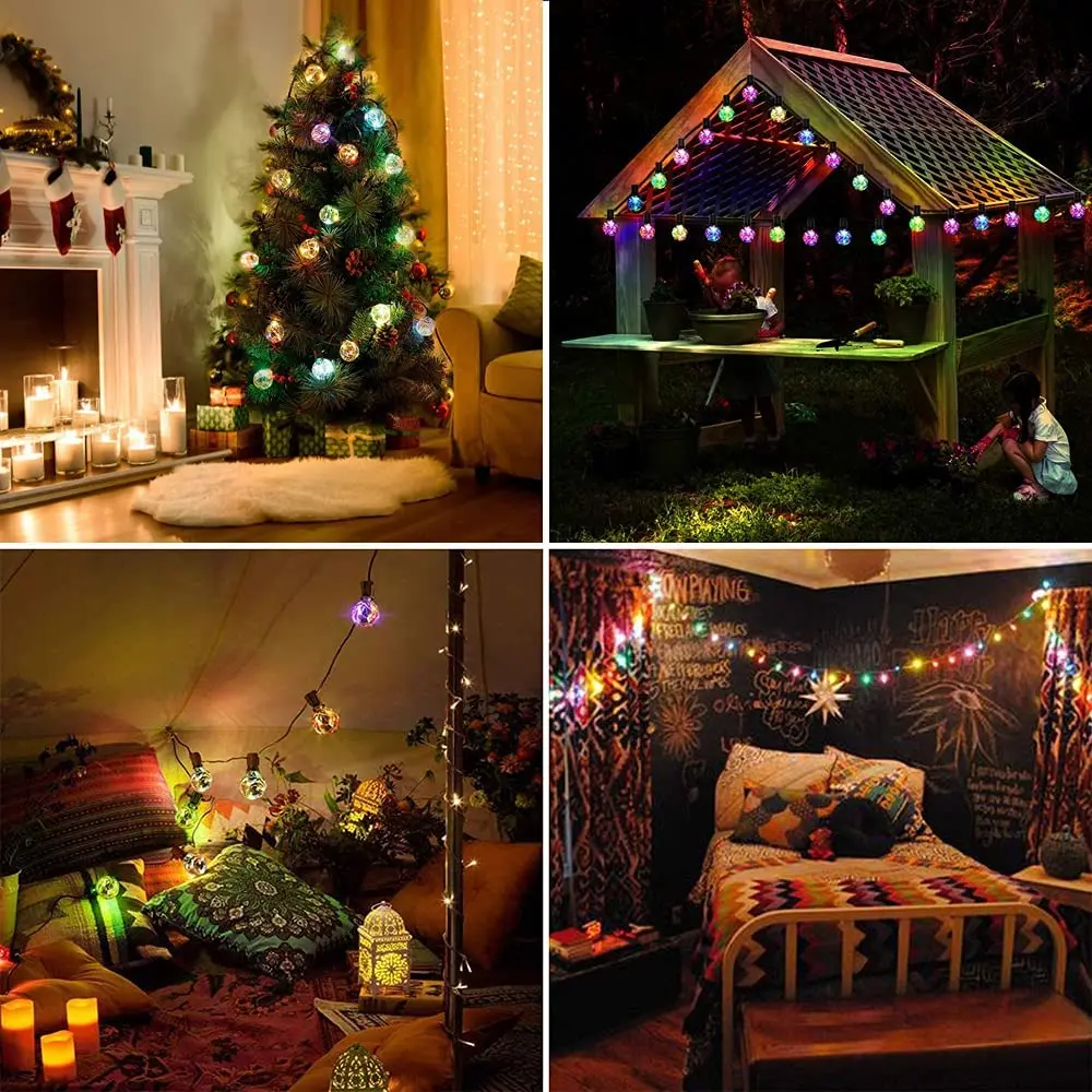 solar panel lights ColorRGB,Solar Outdoor String Lights,G40 Globe String Lights Outdoor Decorative Waterproof for Backyard Pergola Party Bistro solar pathway lights Solar Lamps