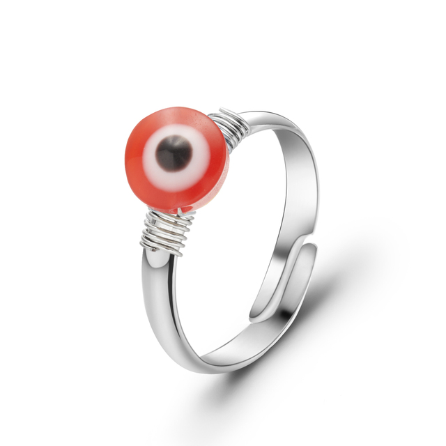 Turkish Red Blue Evil Eyes Ring For Women Men Zircon Geometric Heart Open Design Couple Rings Wedding Jewelry Friends Gif