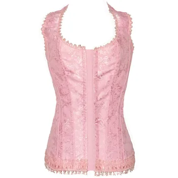

Lace Corset Women's Retro Steampunk Vest Corset Gothic Overbust Lace Overbust Back Ribbon Female Corset And Bustiers
