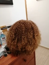 Pelucas Afro rizadas de pelo corto con flequillo para mujeres negras, cabello sintético africano sin pegamento, Cosplay, Lizzy de alta temperatura