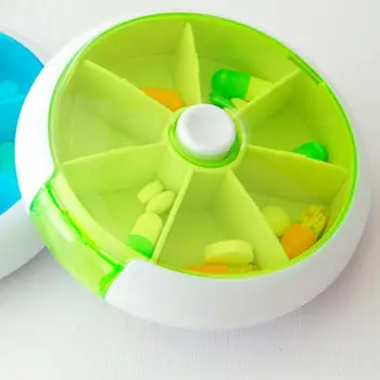 

Automatic Rotary Round Shape Medicine Pill Box Compact 7 Days Weekly Travel Medicine Holder Tablet Storage Case Container