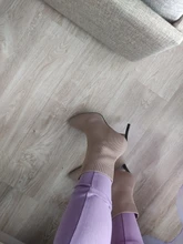 Aphixta-Botas de tacón de hoja de Metal para mujer, Botines de tacón de aguja, de tela elástica, puntiagudas