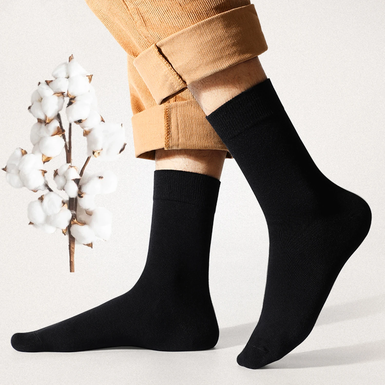 Men's and women's long socks combed cotton hositine for work leisure and sport long waist Pack9-12