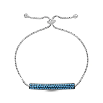 

KUTAYDAN 925 Sterling Silver 3 Must Nano Turquoise Stone Plate Lift Bracelet