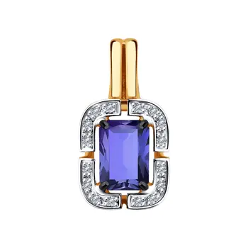 

Sokolov gold pendant with diamonds and tanzanite, fashion jewelry, 585, women's male, pendants for neck women