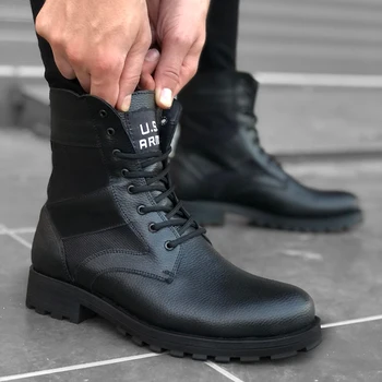 

BOA BA0087 U.S. Army Black Lace-Up Men Sports Postal Boat, 2021 Fashion High Quality, Comfortable Casual, spring Autumn Winter
