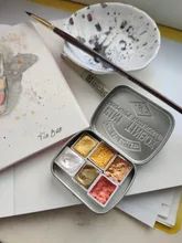 Juego de pigmento de acuarela hecho a mano, Perla metálica, pintura profesional dorada para Acuarelas, Pintura Artística, dibujo, color agua