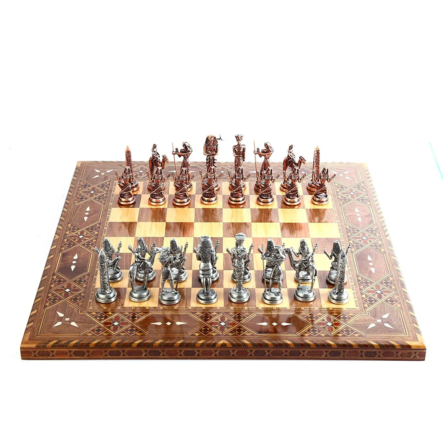 10-1/2 inch Board Vintage Wooden Chess Box Set 