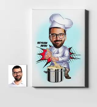 

Personalized Mr Cook Cartoon Canvas Print (50x70 cm.) 1