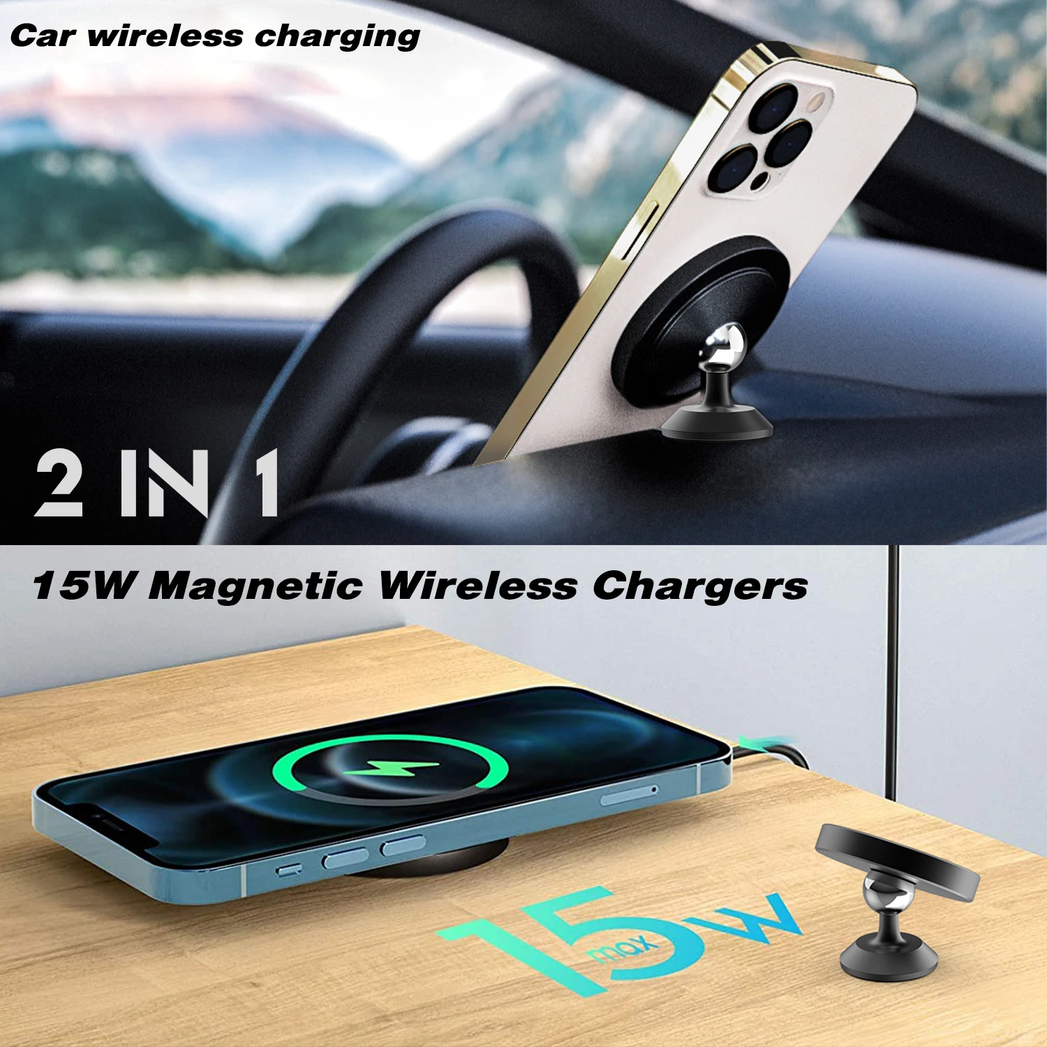 15W Magnetic Wireless Charger Qi Car For Magsafe iPhone 15 14