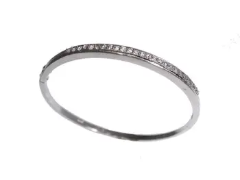 

Sterling silver rigid bracelet with embossed zircon