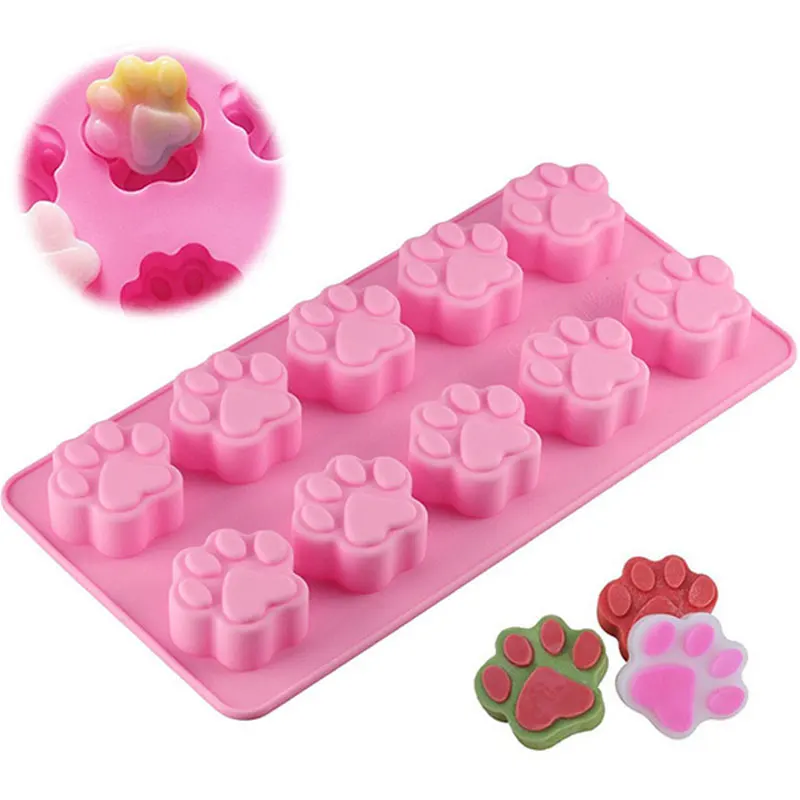 Puppy ​Dog Paw Bone Silicone Molds Chocolate Candy Jelly Ice Cube Dog Treats Mold Soap Mould DIY Baking Cake Decorating Tools
