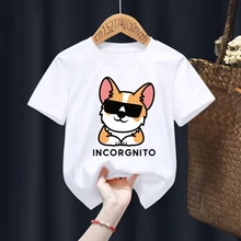 

Incorgnito Cute Shiba Inu Print Red Kid T-shirts Children Baby Harajuku Kawaii Clothes Boy Girl Tops Gift Present ,Drop Ship