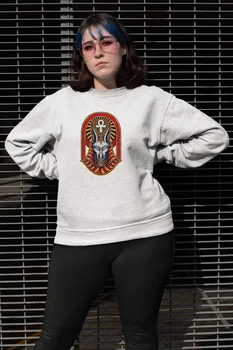 

Angemiel Wear Pharaoh Cat White Women Sweatshirts