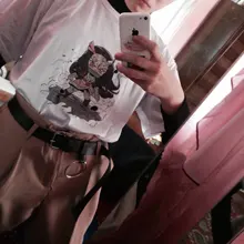 Camiseta de Anime japonés Demon Slayer Kimetsu No Yaiba, camiseta Harajuku de Hip Hop, camisetas holgadas de manga corta para mujer