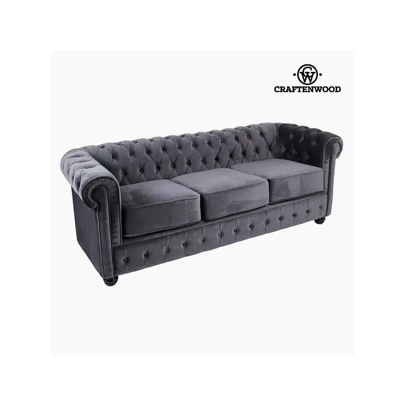 Sofa Chester 3 Seater Gray Velvet-Collection Relax Retro by Craftenwood