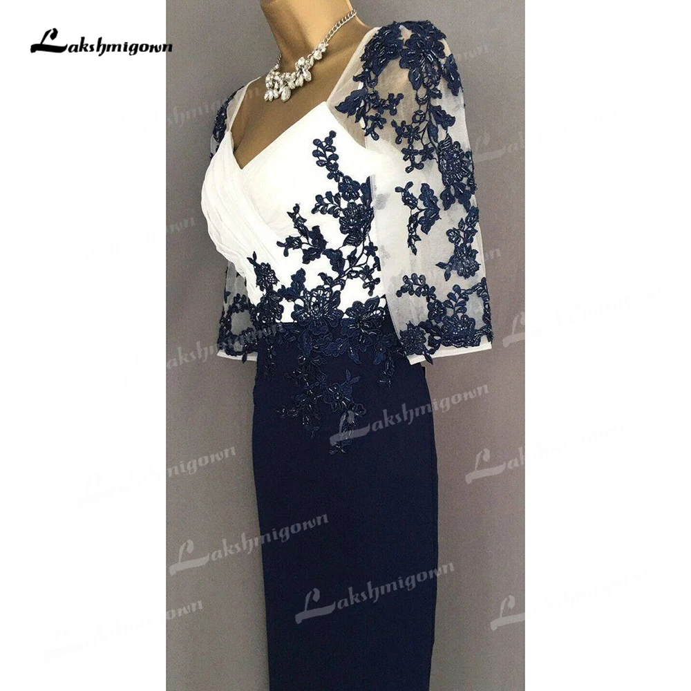 Contrast Color With Jacket Plus Size Mother Of The Bride Dresses Sheath V-Neck Short Groom Mother Dresses For Weddings Mother Bride Dresses