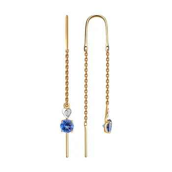 

Sokolov drop earrings with stones in gold with Swarovski Crystals Topaz and Swarovski cubic zirconia, fashion jewelry, 585, women's male, long earrings