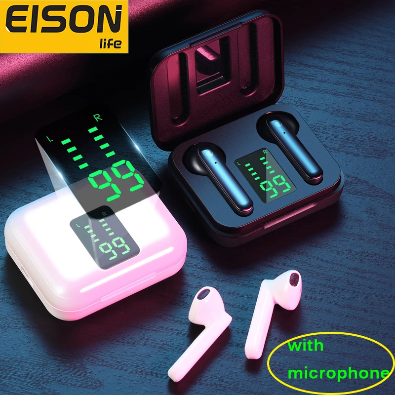 EISON Wireless Earphones Bluetooth 5 0 Earphones Hifi Sound Wirelss Headphone Noise Cancelling Bluetooth Headset with Microphone