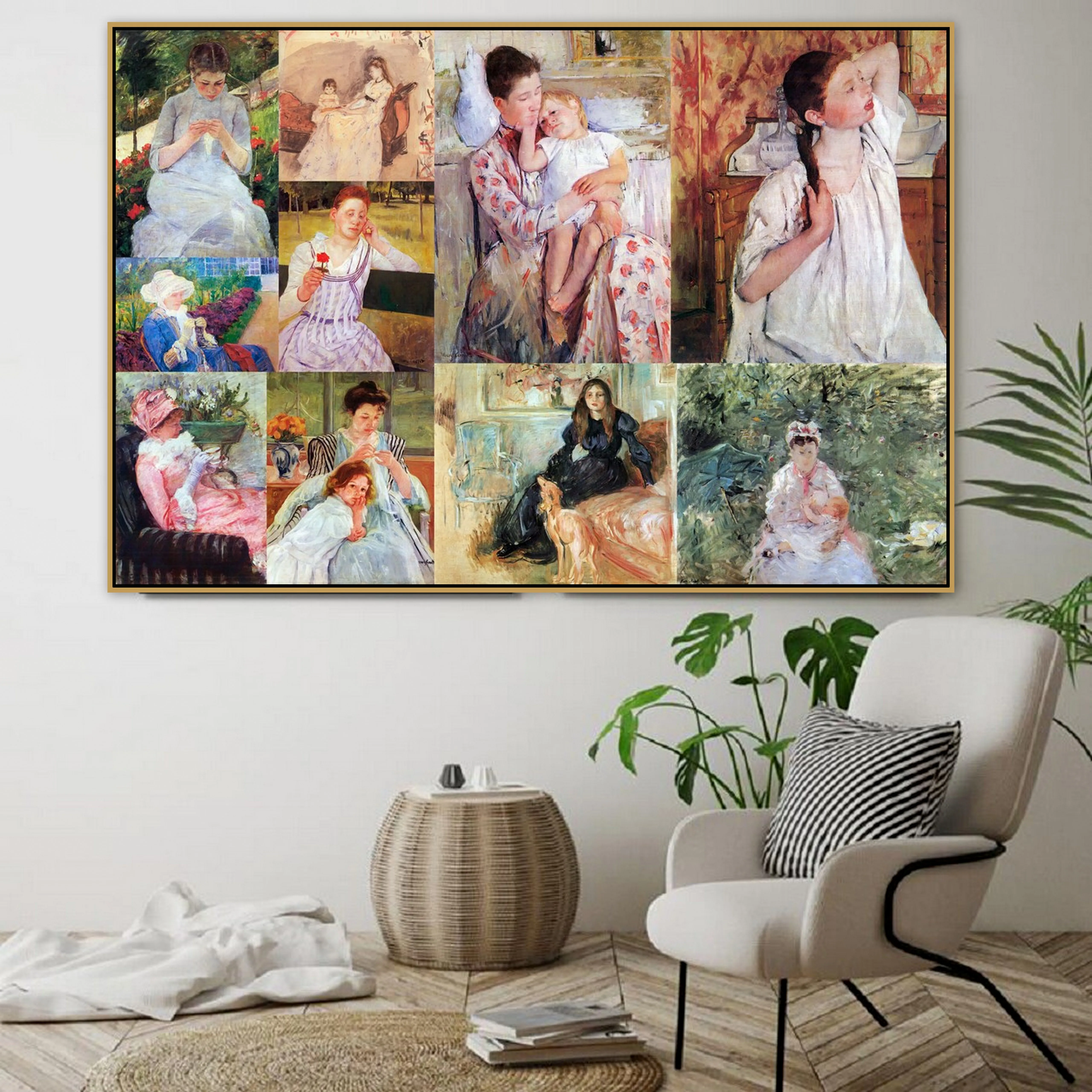 Cassatt and Morisot старый известный мастер художники чашка чая Холст Картина фото коллаж
