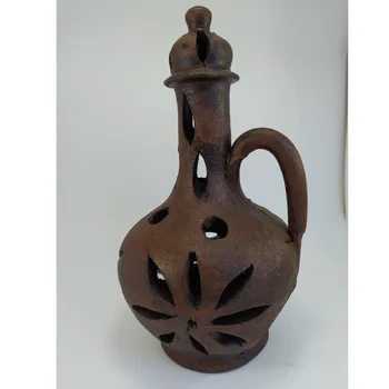 

Pottery Candle Holder Turkish Handmade Terra Cotta Boho Home Decor Crock Redware Clay Soil Made in Turkey