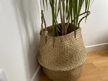 Storage-Baskets Flower-Pot Laundry-Straw Rattan Seagrass Wicker Bamboo Handmade Foldable