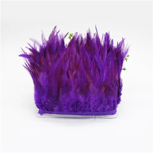 49 цветов 20 м отделка петушиным пером бахрома из перьев на шею 10-15 см седло перо лента куриное перо отделка для платья - Цвет: 44 purple
