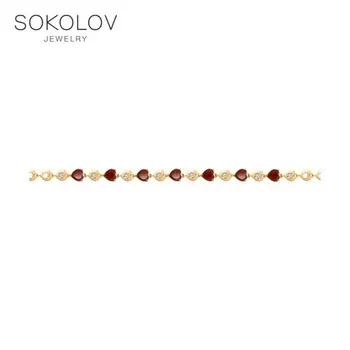 

Bracelet SOKOLOV gold with garnet and cubic zirkonia fashion jewelry 585 women's male