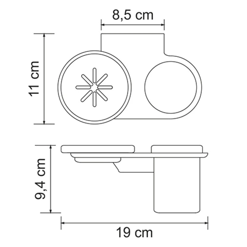 Держатель мыльницы и стакана WasserKRAFT Kammel K-8326 (двойной; подвесной; хромоникелевое покрытие; цвет: хром)