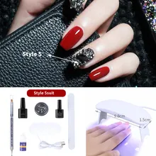 7 шт. набор гелевых наборов для наращивания ногтей на палец светодиодный акриловый гель для наращивания ногтей лампа для ногтей сверлильный станок для маникюра Набор