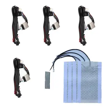 

2 Seats 4 Pads Universal Carbon Fiber Car Heated Seat Heater 12V Pads 2 Dial 5 Level Switch Winter Warmer Seat Covers Heating