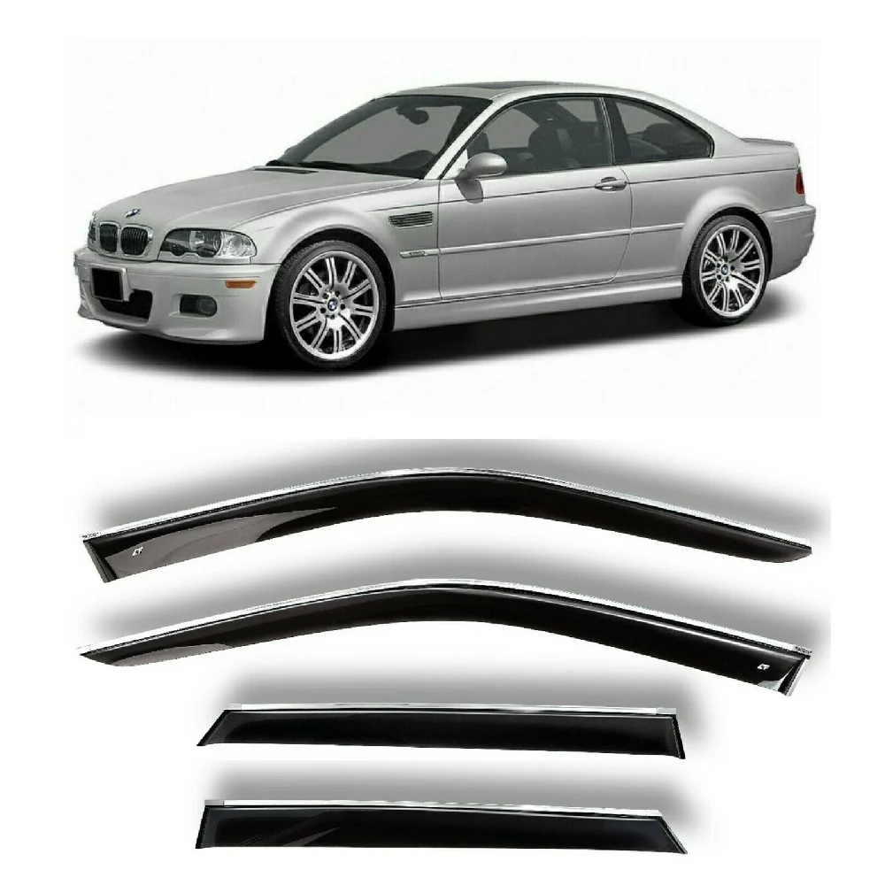 Chrome Molding Trim Strip Wind Visor Deflectors Cobra Tuning B23999CR- Car Ventvisor Door Side - Window Air Guard for Protection Against Snow Sun and