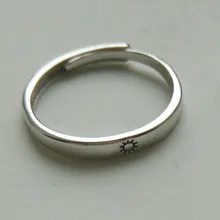 Anillo minimalista de Luna y sol para hombre y mujer, anillo ajustable con apertura sencilla, Color plata, para pareja, joyería de compromiso