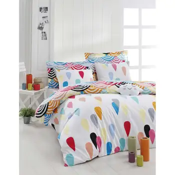 

Bedding Set %100 Cotton Pillowcase + Duvet Case + Flat Sheet 160x220 200x220 Breathable Smooth Comfortable