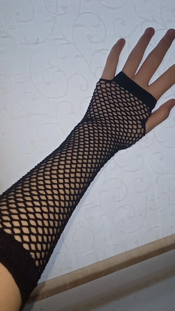 2021 Punk Goth Lady Disco Dance Costume Lace Fingerless Mesh Fishnet Gloves Motorcycle protection Black cheap Wholesale Car photo review