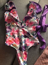 Slimming Swimwear Bathing-Suit Beach-Wear Ruffle One-Piece Sexy Monkini Print Floral