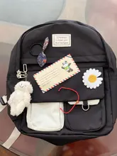Mochila de Nylon estilo Harajuku para mujer, morral escolar con diseño de flores para estudiantes universitarios, a la moda