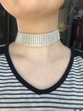 Joyería de moda Punk Hip Hop para hombre y mujer, Gargantilla de malla con elementos para el cuello, Collar con broche de langosta de cristal con incrustaciones de diamantes de imitación