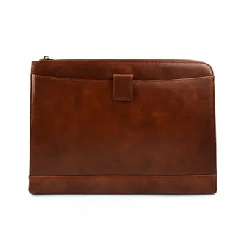 

Leather folder A4 portofolio document file folder A4 leather zipped document leather bag office folder document organiser brown