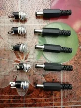Fuente de alimentación de 5,5mm x 2,1mm, 5,5x2,1 CC, Conector de clavija + adaptador de Terminal de montaje de Panel de Metal hembra, enchufe, conectores DC
